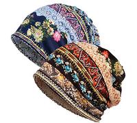 WELROG Cappello Chemo Cappello da donna Beanie Sciarpa in pizzo Turbante Slouchy super morbido Headwear Head Impacchi tappi per dormire per il cancro (Multicolore)