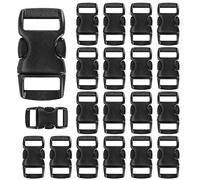 welsberg 20 Pezzi Fibbie Piccole Plastica Robusta per Cinghie da 10mm, 29x15x5 mm Fibbia a Scatto per Collari per Cani e Gatti, Chiusura Bracciale Paracord, Cinghie con Fibbia Zaini, Nero