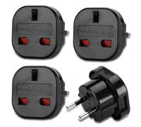 Welsberg 4x Adattatori da Viaggio da UK/US a EU, Adattatore Presa Inglese a Spina Italiana, UK 3 Poli a EU 2 Poli, Travel Adapter Set per Europa, Spagna, Francia, Germania, Italia, nero