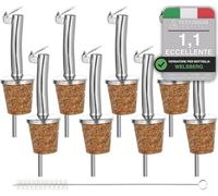 Welsberg 8 Beccucci in Sughero con Coperchio e 1 Spazzola per la Pulizia, Versatore, Dosatore, Tappo Bottiglia per Liquori, Vino, Olio, Aceto