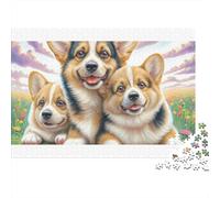 Welsh Corgi 100% Cartone Riciclato Trio Corgi 1000Pc Puzzle per Adulti e Bambini Bellissima Decorazione 38x26cm/1000pcs