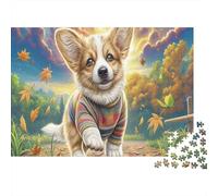Welsh Corgi 1000 pezzi Puzzle Corgi in Camicia a Righe per Adulti Rilassante Antistress Decorazione Parete Regalo Idea Regalo 70x50cm