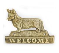 Welsh Corgi Cardigan - lastra di ottone con l'iscrizione 'WELCOME' Art Dog IT