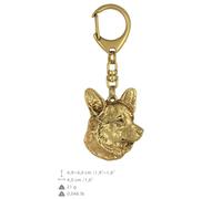 Welsh Corgi Cardigan - Placcato Oro Portachiavi Con Uno Cane Art Dog