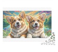 Welsh Corgi Coppia di Corgi Colorati nel Prato 1000 Pezzi Puzzle per Adulti The Impossible Challenge Sviluppo del Cervello 70x50cm/1000 pezzi
