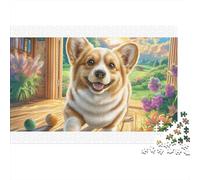 Welsh Corgi Corgi colorato in giardino 1000 pezzi Puzzle per adulti The Impossible Challenge Divertente regalo 38x26 cm/1000 pezzi