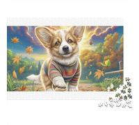 Welsh Corgi Corgi sorridente e colorato in un sentiero nel bosco 1000 pezzi Puzzle per adulti Bellissimo puzzle decorativo per lo sviluppo cerebrale 70x50cm/1000pcs