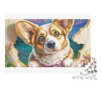 Welsh Corgi Corgi sorridente e colorato Puzzle da 1000 pezzi per adulti Bellissimo puzzle decorativo Regalo di compleanno 70x50cm/1000pcs