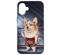 Welsh Corgi Dog nel ruolo di Muay Thai Kick Boxing Campione Custodia per iPhone 16 Plus