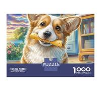 Welsh Corgi Puzzle 1000 Pz Corgi con un bastoncino da masticare Bordo Liscio Per Collezionisti Visivamente Attraente Intrattenimento Domestico 70x50cm/1000pcs