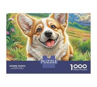 Welsh Corgi Puzzle 1000 Pz Corgi sorridente tra i fiori Alta Qualità Per Relax E Antistress Per Il Tempo Libero Socializzazione Hobby 52x38cm/1000pcs