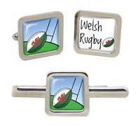 Welsh Rugby Quadrato Gemelli E Fermacravatta Set
