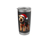Welsh Terrier Cappello di Babbo Natale Luci Cane Proprietario Mamma Papà Bicchiere termico in acciaio inox doppia parete