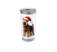 Welsh Terrier Cappello di Babbo Natale Luci Cane Proprietario Mamma Papà Bicchiere termico in acciaio inox doppia parete