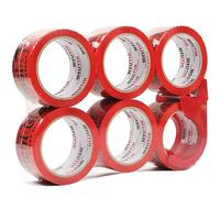WELSTIK 6 rotoli di nastro adesivo per pacchetto, vetro con rullo in plastica, per pacchetto fragile, 50 mm x 66 m per rotolo