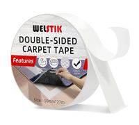 WELSTIK Doppelseitiges Teppichklebeband - strapazierfähig für Teppichböden, Stark klebend, ablösbar und rückstandsfrei, 50mm * 27m
