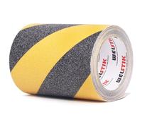 WELSTIK Nastro Adesivo Antiscivolo, 15 cm x 5 m, Forte Adesivo di Sicurezza per Interni ed Esterni, Per la Sicurezza del Lavoro e Domestica, Nero Giallo