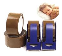 WELSTIK Nastro adesivo per pacchetti, marrone con 2 rotoli di plastica, 48 mm x 50 m, silenzioso, per spedizione, imballaggio, sigillatura