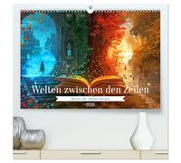 Welten zwischen den Zeilen - Bücher, die Träume wecken (hochwertiger Premium Wandkalender 2026 DIN A2 quer), Kunstdruck in Hochglanz: Fantastische Buchwelten fürs ganze Jahr