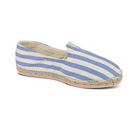 weltenmann Corralejo - Espadrillas Slip-on a Colore a Strisce Larghe in Cotone con Borsa di Stoffa, Lagoon, 44, Handmade in Spain