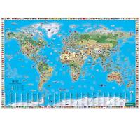 Weltkarte für Kinder, Schreibtischunterlage, freytag & berndt: Kindgerecht illustriert, abwischbar, rutschfest, 60,6 x 40,6 cm