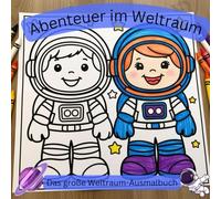 Weltraum: Abenteuer im Weltall - Das große Ausmalbuch mit über 50 Motiven: Mit Raketen, Planeten, Astronauten & lustigen Aliens - Malspaß für Kinder ab 3 Jahren!