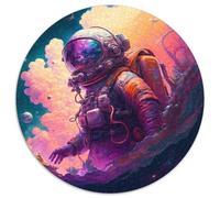 Weltraum-Astronauten-Puzzle, 1000 Teile, runde Papierpuzzles, Familienbindungsaktivität, Heimdeko-Geschenk, Familienspielzeugspiel, 1000 Teile (67,5x67,5cm)