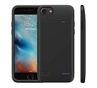 WELUV Custodia per batteria F.iPhone 6 6S 7 8 SE 2020, 4000 mAh, con supporto, batteria ultra sottile, custodia di ricarica, custodia protettiva Backup Powerbank nero regalo