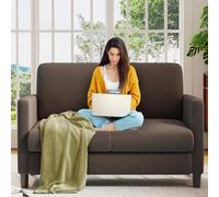 Welzona Divano a 2 posti da 130 cm, divano piccolo, divano per Camera da Letto, comodo Divano d'Amore, senza Attrezzi, Mobili per Soggiorno, divani in Legno per Salotto (marrone)