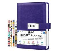 WEMATE Agenda 2026 con serratura, libro mensile con tracker delle spese, planner finanziario non datato per gestire i tuoi soldi, libro in pelle A5 per conti e budget, viola