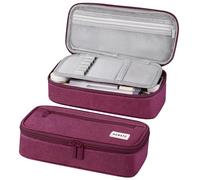 WEMATE Astuccio Portapenne Grande con Cerniera, Porta Pennelli e Matite con Scomparti, Organizer Rigido per Ufficio Scuola e Artisti, Rosso Violaceo