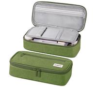 WEMATE Astuccio Portapenne Grande con Cerniera, Porta Pennelli e Matite con Scomparti, Organizer Rigido per Ufficio Scuola e Artisti, Verde