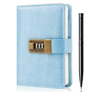 WEMATE Diario con lucchetto, 192 pagine, con password, penna e confezione regalo, perfetto per uomini e donne, 10,9 x 15,7 cm, celeste, per tenere al sicuro i tuoi segreti