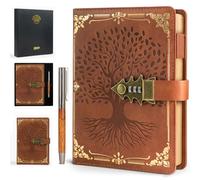 WEMATE Diario con lucchetto con penna e scatola regalo, formato A5, 260 pagine, ricaricabile, con copertina rigida, in pelle, per scrittura, diario con lucchetto per donne, ragazze, uomini, studenti,