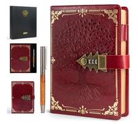 WEMATE Diario con lucchetto con penna e scatola regalo, formato A5, 260 pagine, ricaricabile, copertina rigida, in pelle, per scrivere, diario vintage per donne, ragazze, uomini, studenti, 21,8 x 14,7