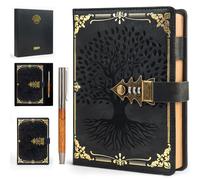 WEMATE Diario con lucchetto con penna e scatola regalo, formato A5, 260 pagine, ricaricabile, copertina rigida, in pelle, per scrivere, diario vintage per donne, ragazze, uomini, studenti, 21,8 x 14,7