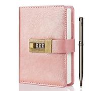 WEMATE Journal with Lock, Diary with Lock 192 Pages, Password Notebook, Pen & Gift Box - Perfect for Men and Women - 4.3X 6.18in (Rose Gold)