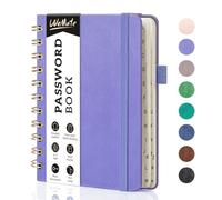 WEMATE Libro Delle Password a Spirale con Schede Alfabetiche, Piccolo Libro per la Gestione Delle Password per gli Anziani, Taccuino per le Password Internet con Copertina Rigida, Diario di Bordo Dell