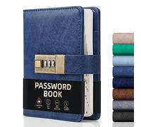 WEMATE Libro delle password con lucchetto, libro delle password con schede in ordine alfabetico, oltre 600 spazi per password, e registro organizzatore di password con lucchetto, custodia per password