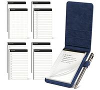 WEMATE porta appunti in pelle PU, 10 pezzi mini taschino porta note, incluso 8 pezzi mini tasca per blocco note con 4 tipi di pagine di testo diverse e una penna a sfera in metallo