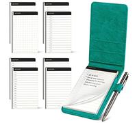 WEMATE porta appunti in pelle PU, 10 pezzi mini taschino porta note, incluso 8 pezzi mini tasca per blocco note con 4 tipi di pagine di testo diverse e una penna a sfera in metallo