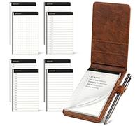 WEMATE porta appunti in pelle PU, 10 pezzi mini taschino porta note, incluso 8 pezzi mini tasca per blocco note con 4 tipi di pagine di testo diverse e una penna a sfera in metallo