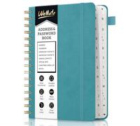 WEMATE Rubrica a spirale con linguette alfabetiche, rubrica delle password in pelle, organizer per indirizzi, telefono, taccuino, diario per tenere i contatti al sicuro, copertina rigida, stampa