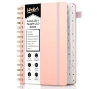 WEMATE Rubrica a spirale con linguette alfabetiche, rubrica password in pelle, organizer per indirizzi, taccuino telefonico, diario, contatti, copertina rigida, grande stampa, per anziani, ufficio,