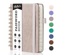 WEMATE Rubrica password a spirale con schede alfabetiche, piccolo taccuino password per anziani Internet, copertina rigida, password, diario, registro, 11,9 x 15,2 cm (Dusty Rose)