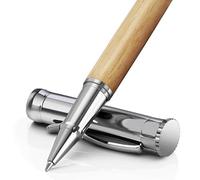 WEMATE Set di Penne Roller in Legno, 2 Ricariche di Inchiostro Extra (1 nero e 1 blu), Elegante Regalo per Ufficio, Professionale, Dirigente,Idea Regalo per Lui e per Lei