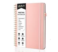 WEMATE Simplified Meeting Notebook for Work with Action Items 200 Pages, Office Supplies for Planner, PU Leather Hardcover Agenda Notebook for Office & Business Taking Notes, B5 (10" × 7") - Rose Gold