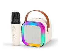 Wembley Microfono per karaoke ricaricabile con altoparlante per canto, mini altoparlante Bluetooth portatile senza fili con microfono e luci LED, simpatico regalo di compleanno per bambini, giocattoli