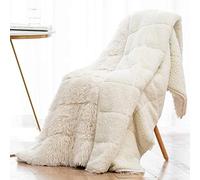 Wemore Coperta ponderata in pelliccia sintetica sherpa, comoda e soffice coperta in pile Sherpa a pelo lungo, per adulti, 6,8 kg, soffice coperta pesante in sherpa pelosa, per letto e divano, 121 x