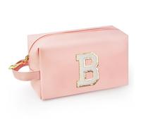 WEMVP Borsa per il trucco personalizzata con manico, borsa cosmetica preppy con tasca interna con cerniera, 8 9 10 11 12 13 14 anni, regalo di laurea per ragazze adolescenti donne insegnanti, Rosa, B